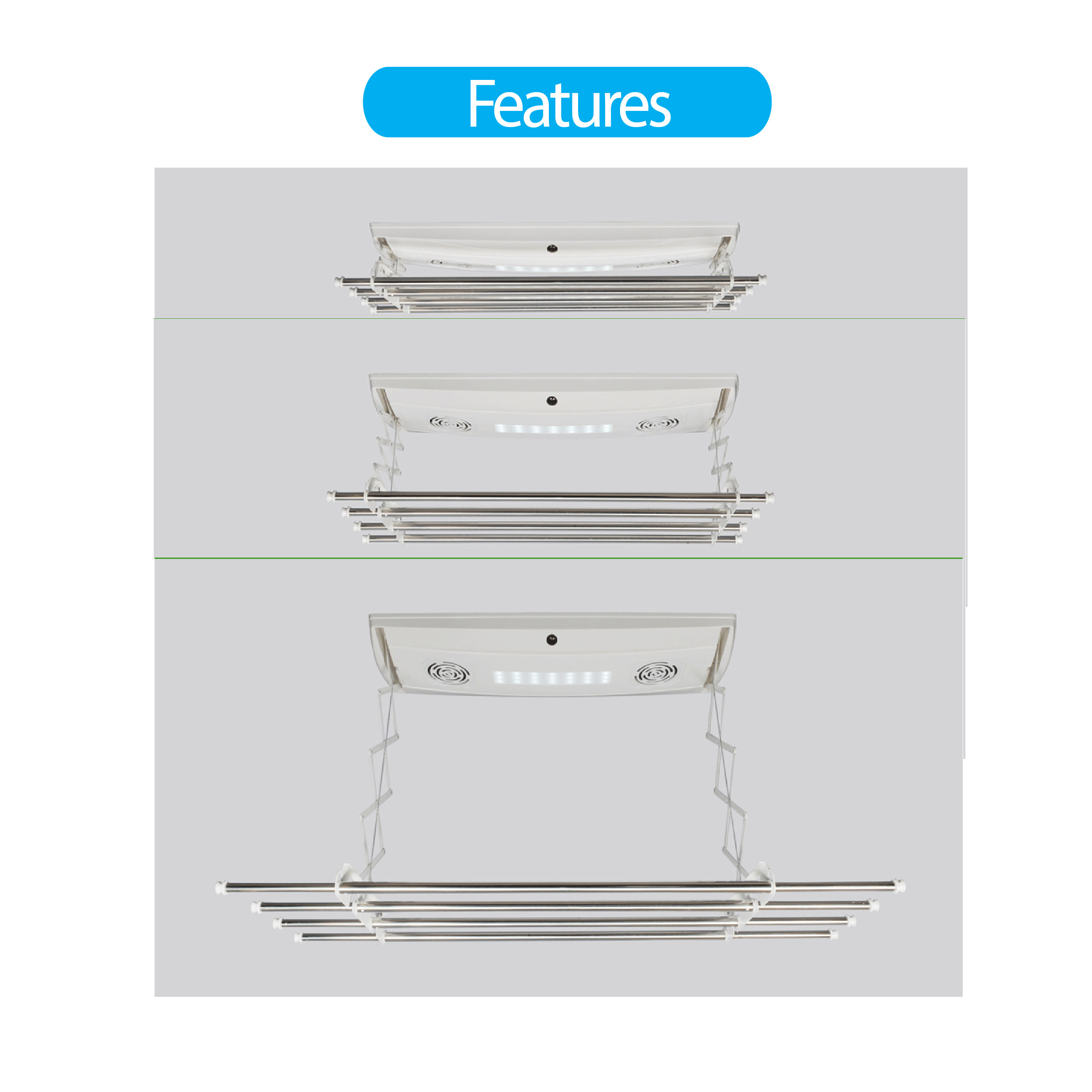 Ceiling Lifting Drying Rack|Automatic Ceiling Hangers|Bars