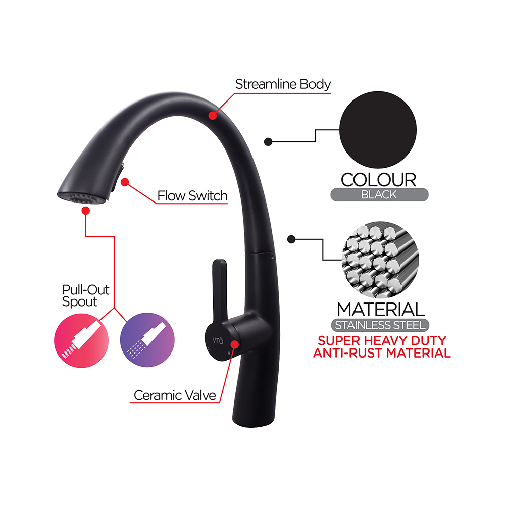 Kitchen Cold Tap|JAZZ Stainless Steel Sink Cold Tap|Single lever sink mixer with pull out spray