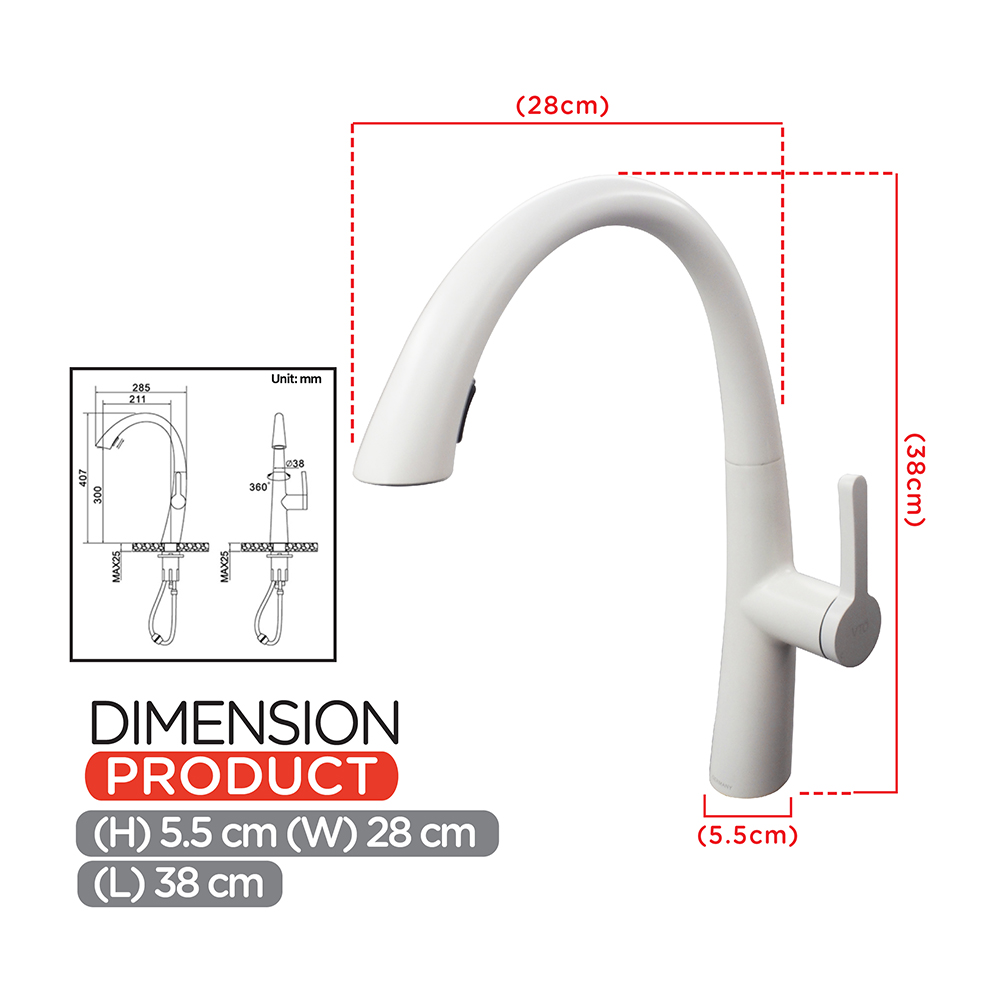 Kitchen Cold Tap|JAZZ Stainless Steel Sink Cold Tap|Single lever sink mixer with pull out spray