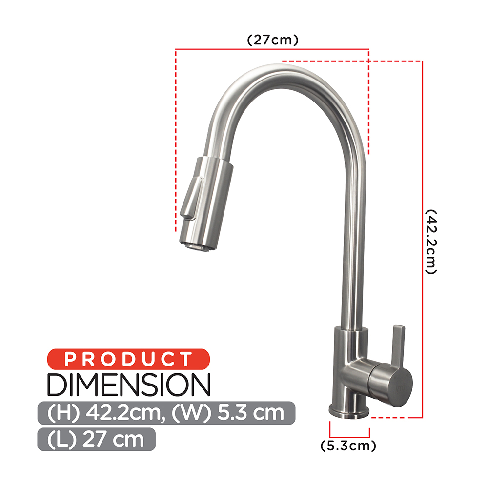 Kitchen Mixer|Stainless Steel Mixer|Single lever sink mixer with pull out spray