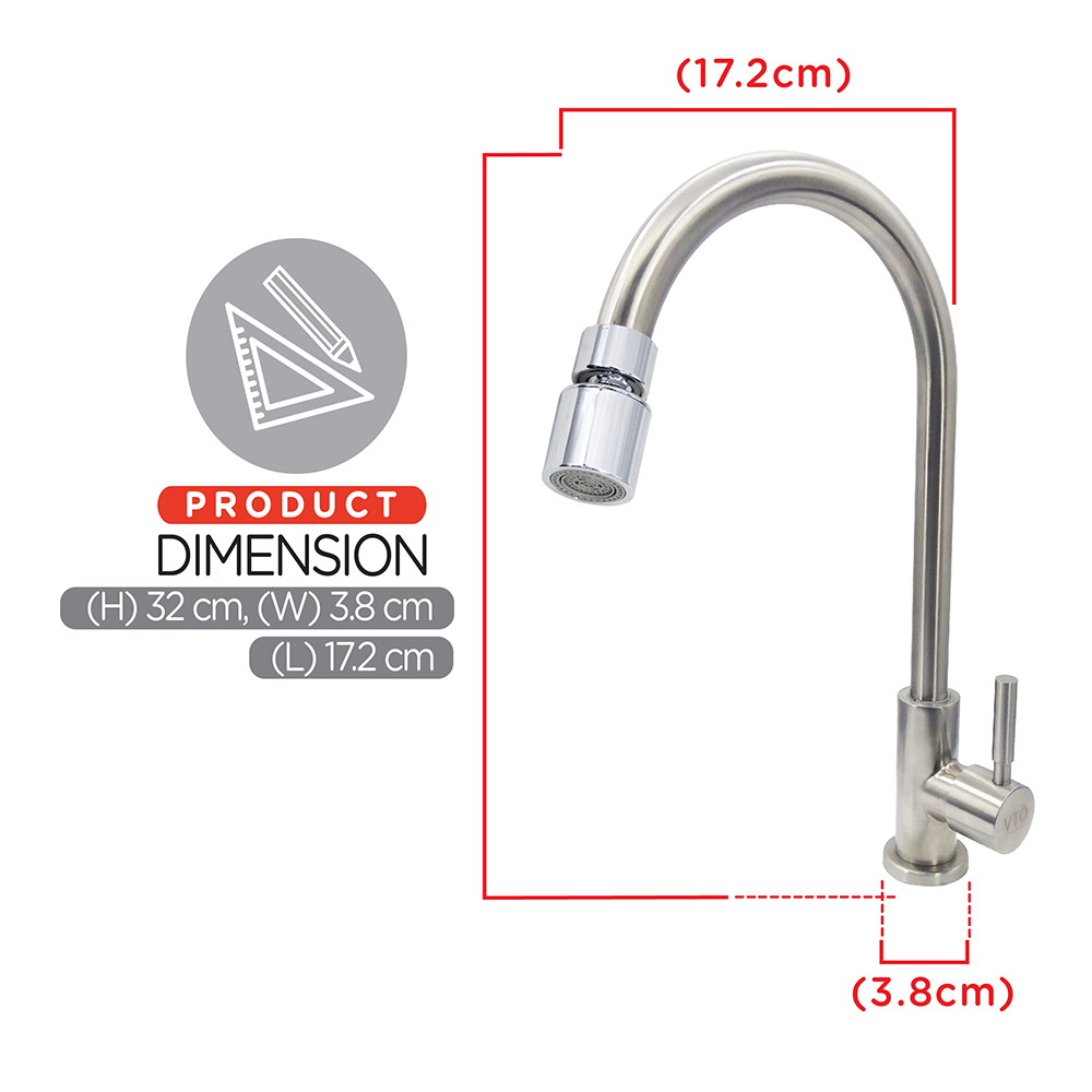 Kitchen Cold Tap|STARK Stainless Steel Single Sink Cold Tap|Single lever sink cold tap|Top mount