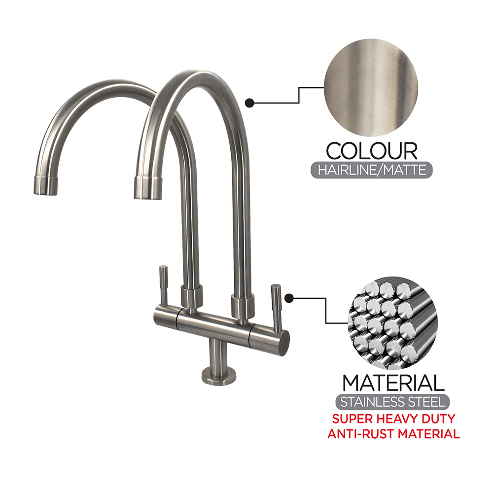 Kitchen Cold Tap|EGO Stainless Steel Double Sink Cold Tap|Top mount