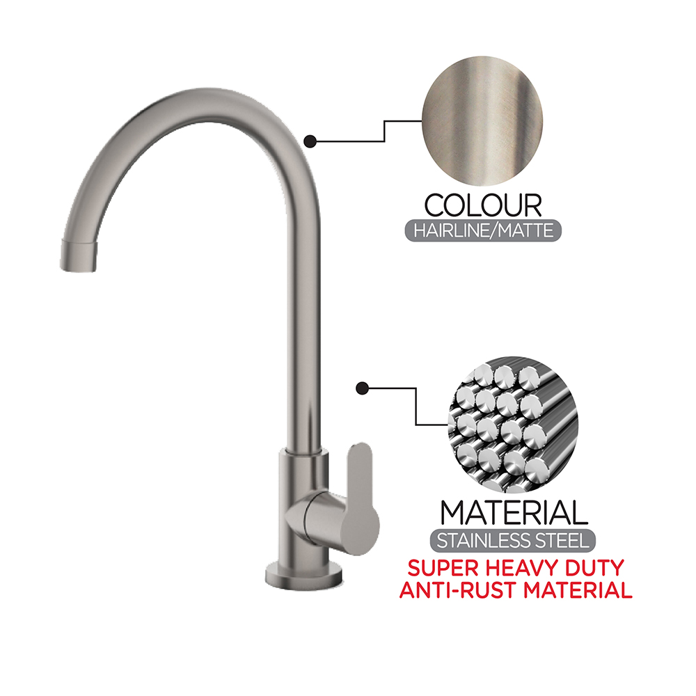 Kitchen Cold Tap|STARK Stainless Steel Single Sink Cold Tap|Single lever sink cold tap|Top mount