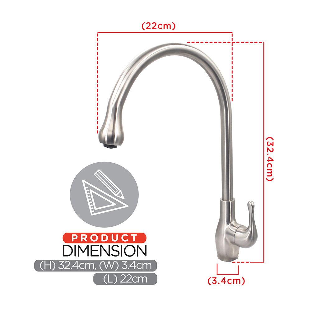 Kitchen Cold Tap|JAZZ Stainless Steel Sink Cold Tap|Single lever sink cold tap|Top mount