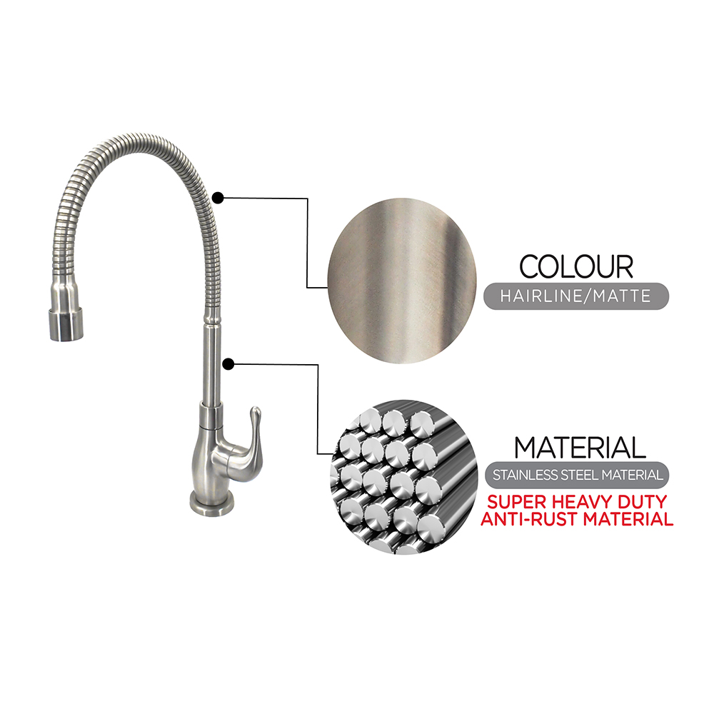 Kitchen Cold Tap|JAZZ Stainless Steel Sink Cold Tap|Double sink cold tap|Top mount