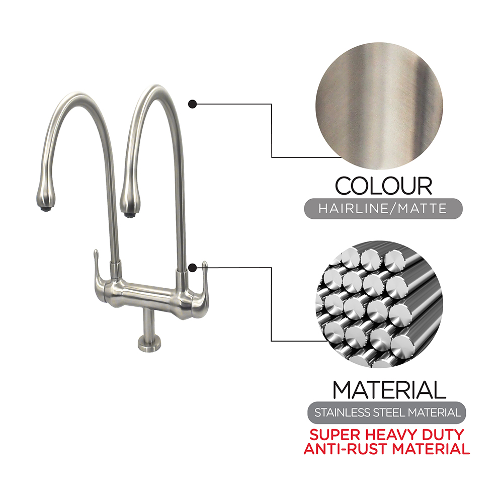 Kitchen Cold Tap|JAZZ Stainless Steel Sink Cold Tap|Double sink cold tap|Top mount