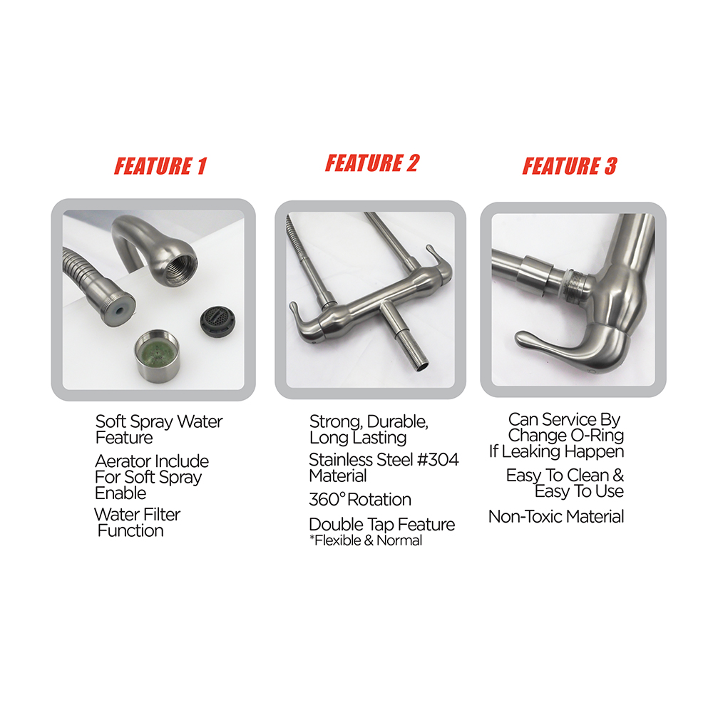 Kitchen Cold Tap|JAZZ Stainless Steel Sink Cold Tap|Double sink cold tap|Top mount