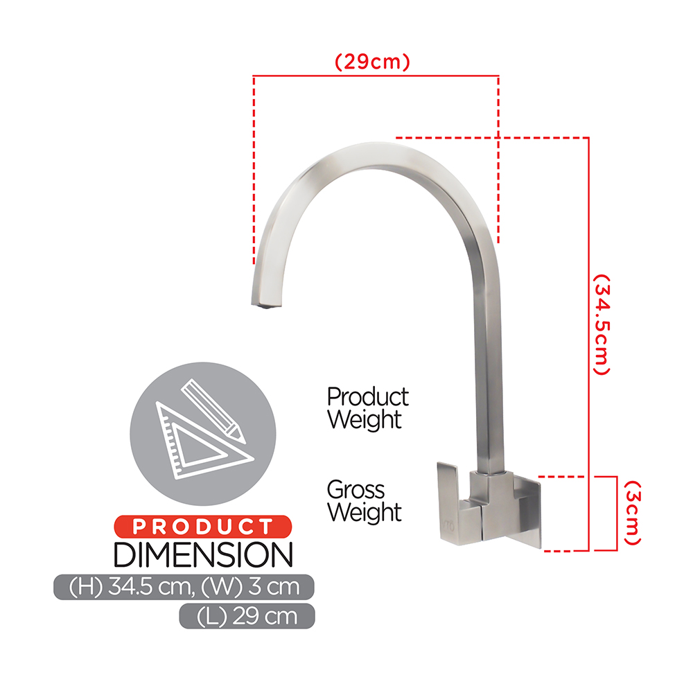 Kitchen Cold Tap|MANN Stainless Steel Sink Cold Tap|Single lever sink cold tap|Wall mount