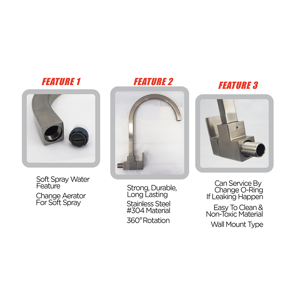Kitchen Cold Tap|MANN Stainless Steel Sink Cold Tap|Single lever sink cold tap|Wall mount