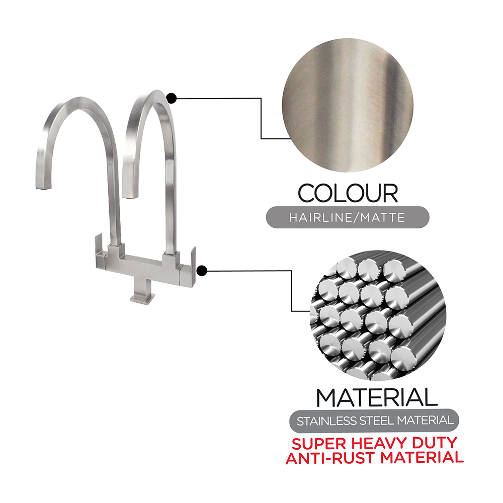Kitchen Cold Tap|MANN Stainless Steel Sink Cold Tap|Double sink cold tap|Top mount