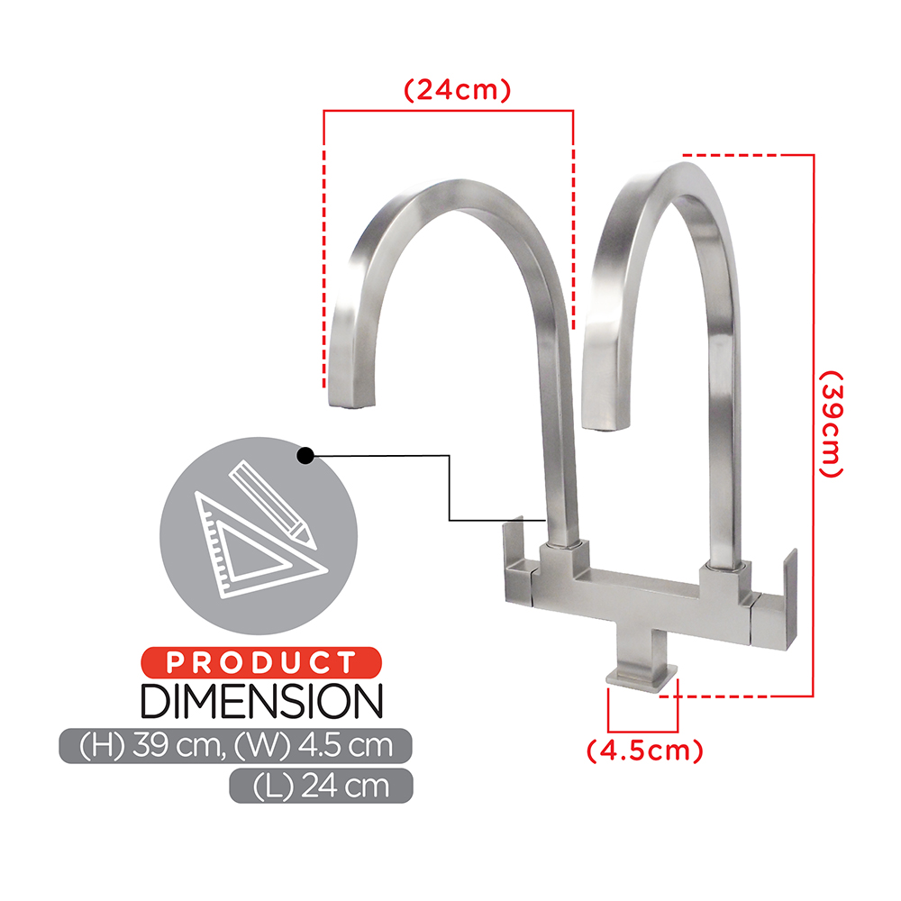 Kitchen Cold Tap|MANN Stainless Steel Sink Cold Tap|Double sink cold tap|Top mount