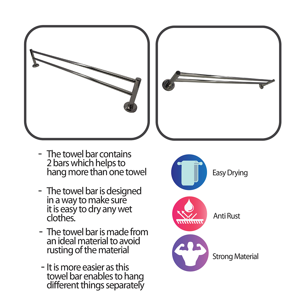 Bathroom Accessories|Series 888 (Infinity)|Double Towel Bar