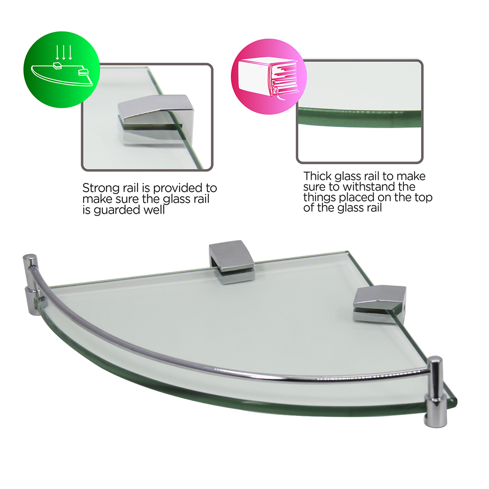 Bathroom Accessories|Glass Shelf|Corner Clear tempered