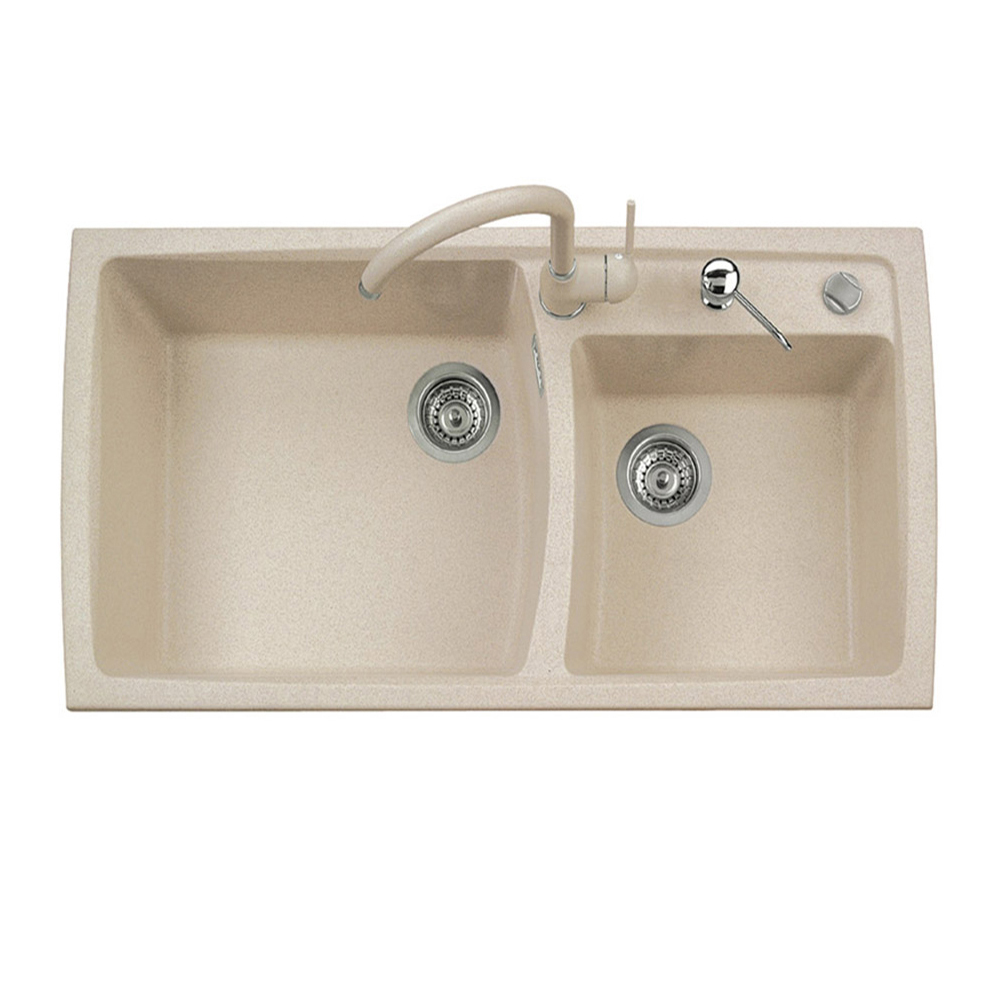 Kitchen Sink|Granite Sink|TELMA Granite|Double basin sink|Black Mat|Aluminium|MQ-Black|MQ-Titanium|Sink