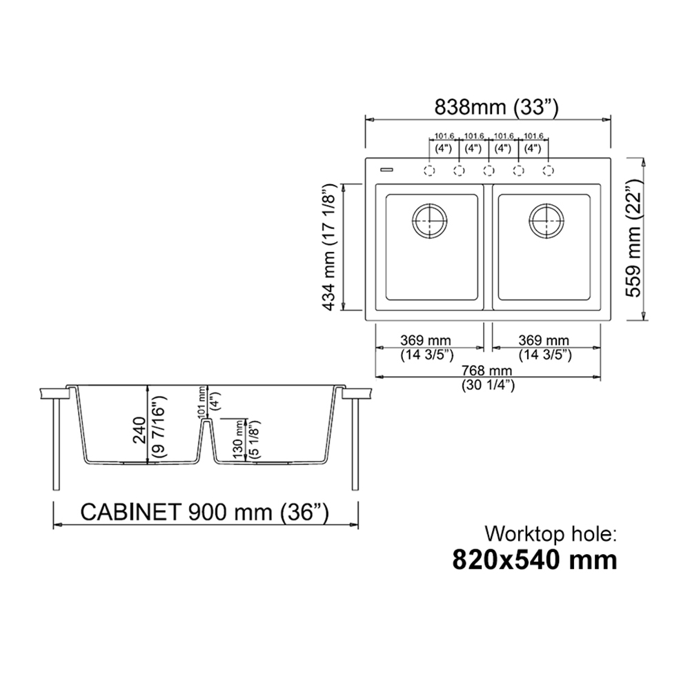 Kitchen Sink|Granite Sink|TELMA Granite|Double basin ink|Black Matt|MQ Titanium|Sink